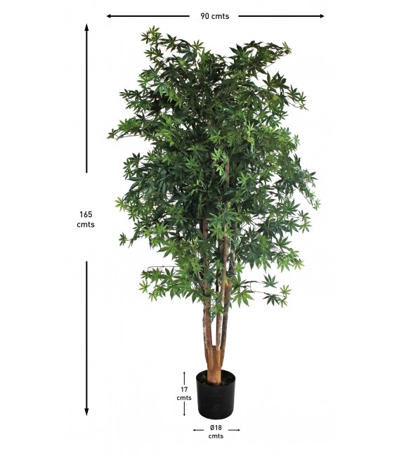 Árbol artificial de arce verde 165 cm con tronco natural y maceta. Mdmhogar2
