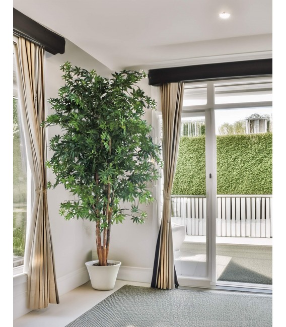 Árbol artificial de arce verde 165 cm con tronco natural y maceta. Mdmhogar