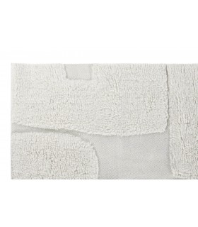 Alfombra rectangular blanca, relieve geométrico en lana y algodón. Mdmhogar1