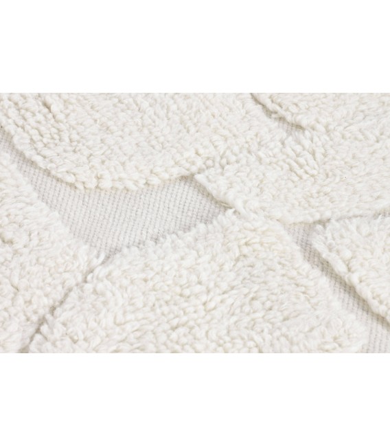 Alfombra rectangular blanca, relieve geométrico en lana y algodón. Mdmhogar2