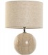 Lámpara de sobremesa travertino, metal cromado y lino beige. Mdmhogar