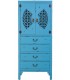 Armario alacena oriental, madera azul tallada y bronce envejecido. Mdmhogar1