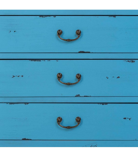 Armario alacena oriental, madera azul tallada y bronce envejecido. Mdmhogar5