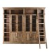 Librería de madera maciza con escalera, 4 puertas de cristal.1