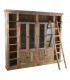 Librería de madera maciza con escalera, 4 puertas de cristal. Mdmhogar