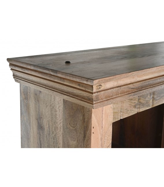 Librería de madera maciza con escalera, 4 puertas de cristal.4