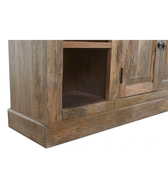 Librería de madera maciza con escalera, 4 puertas de cristal.8