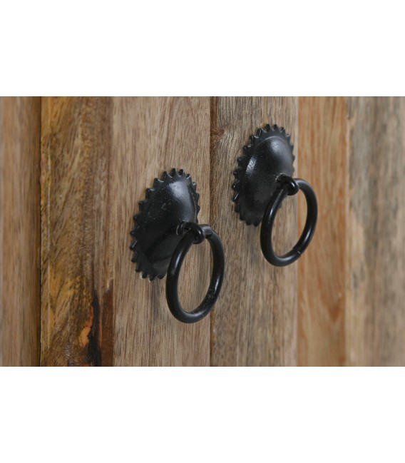 Librería de madera maciza con escalera, 4 puertas de cristal.6