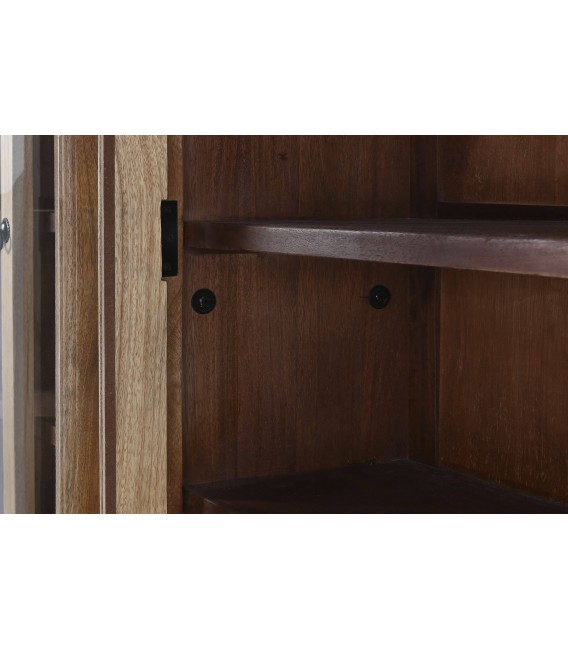 Librería de madera maciza con escalera, 4 puertas de cristal.5