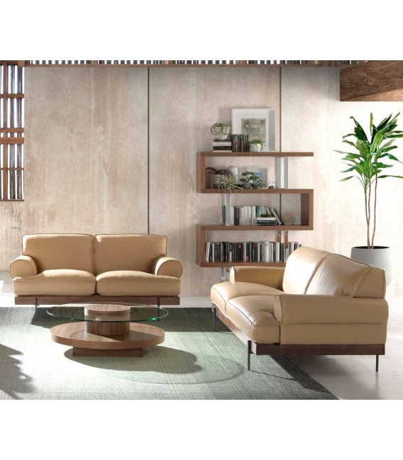 Estantería moderna en nogal y acero cromado, diseño asimétrico. Mdmhogar3