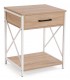 Mesita de noche industrial, madera y metal blanco con cajón. Mdmhogar1