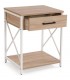 Mesita de noche industrial, madera y metal blanco con cajón. Mdmhogar3