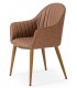 Sillón de comedor nórdico en polipiel marrón y patas imitación roble. Mdmhogar