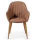 Sillón de comedor nórdico en polipiel marrón y patas imitación roble. Mdmhogar1