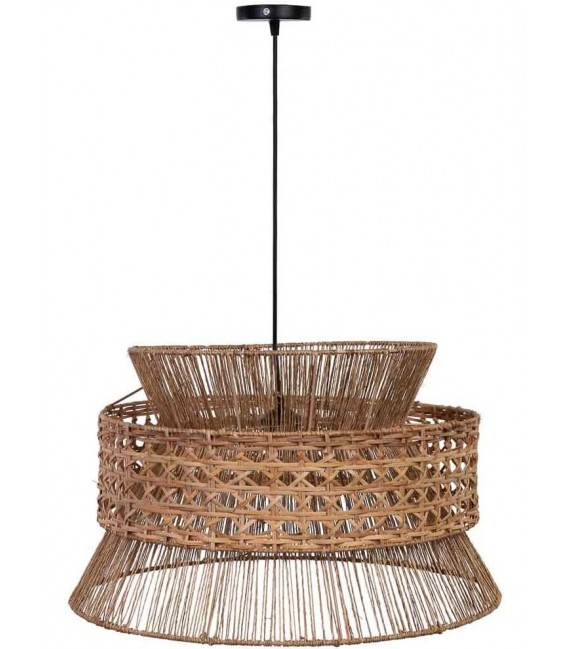 Lámpara de techo en ratán y yute trenzado, estilo natural. Mdmhogar