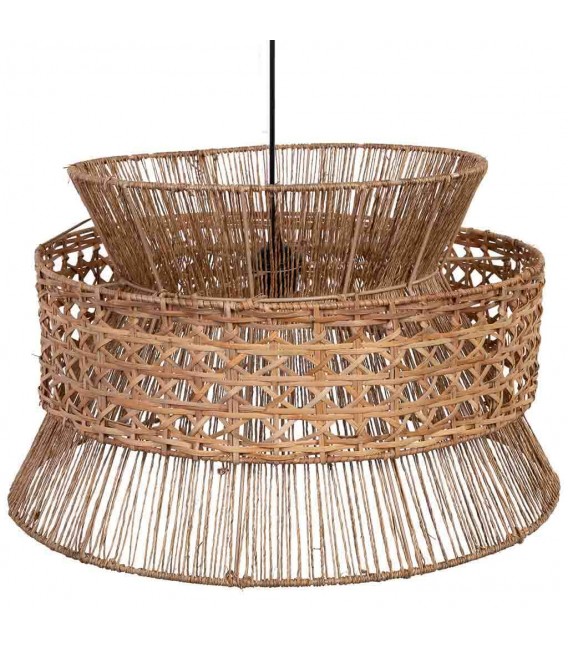 Lámpara de techo en ratán y yute trenzado, estilo natural. Mdmhogar2