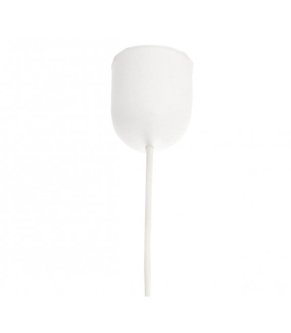 Lámpara de techo infantil en textil blanco con topos lilas. Mdmhogar2