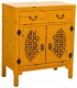 Taquillón oriental en madera decapada amarilla con 2 puertas y 1 cajón. Mdmhogar