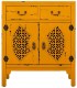 Taquillón oriental en madera decapada amarilla con 2 puertas y 1 cajón. Mdmhogar1