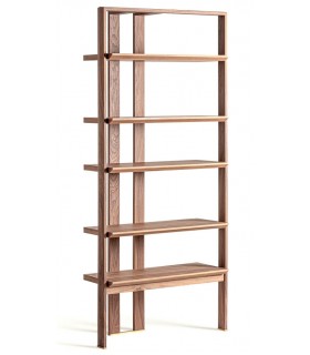 Estantería oriental de olmo y nogal con detalles dorados, única. Mdmhogar