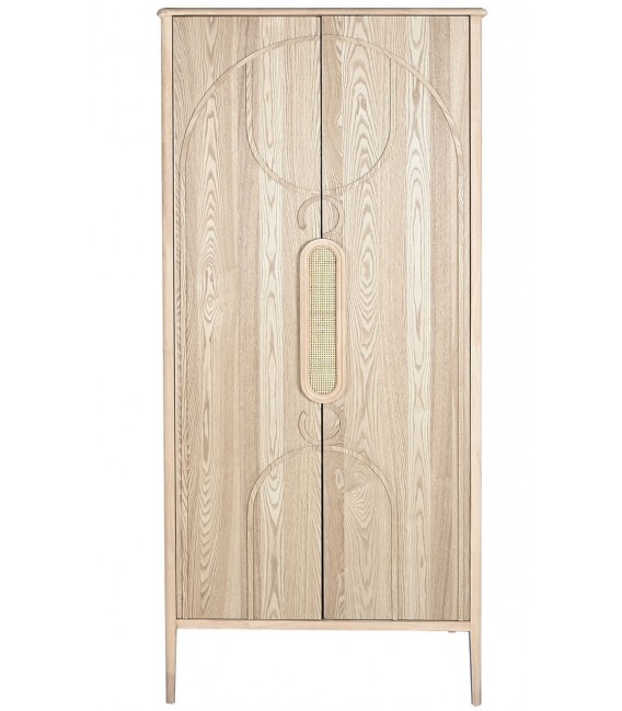 Armario ropero de madera de abeto y ratán natural, estilo oriental. Mdmhogar2