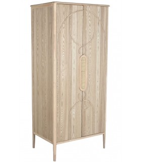 Armario ropero de madera de abeto y ratán natural, estilo oriental. Mdmhogar