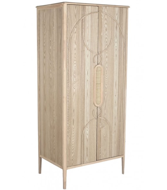 Armario ropero de madera de abeto y ratán natural, estilo oriental. Mdmhogar