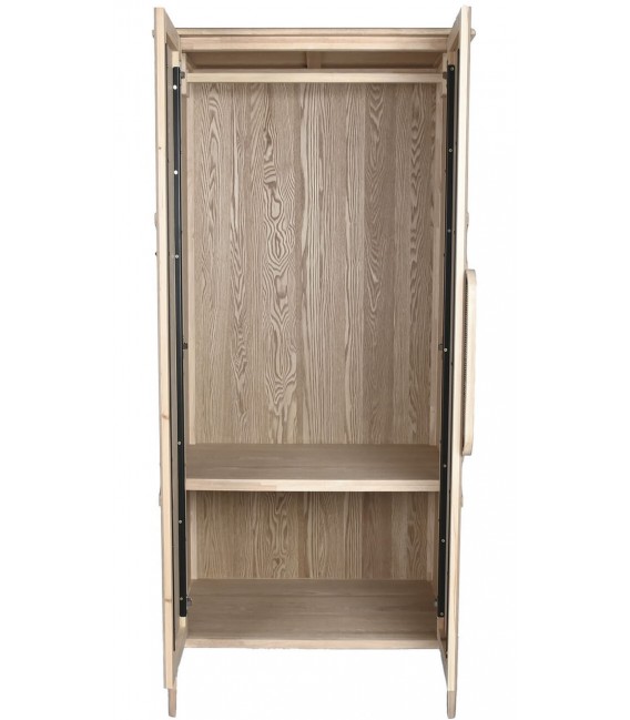 Armario ropero de madera de abeto y ratán natural, estilo oriental. Mdmhogar4