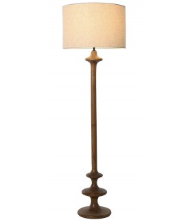 Lámpara de pie colonial en madera de mango y pantalla de algodón. Mdmhogar