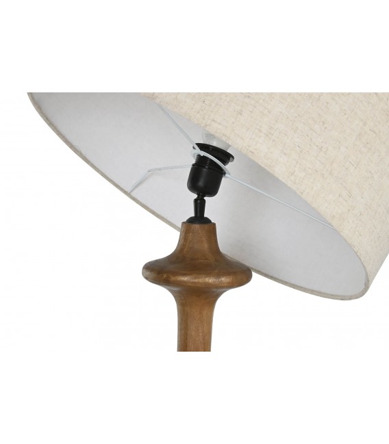 Lámpara de pie colonial en madera de mango y pantalla de algodón. Mdmhogar4