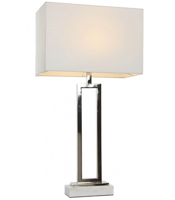 Lámpara de sobremesa en acero, mármol y pantalla de algodón. Mdmhogar1