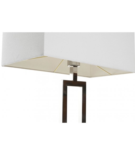 Lámpara de sobremesa en acero, mármol y pantalla de algodón. Mdmhogar3