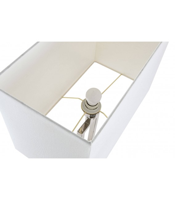 Lámpara de sobremesa en acero, mármol y pantalla de algodón. Mdmhogar4