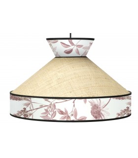 Lámpara de techo grande en ratán y textil, estilo oriental chic. Mdmhogar1