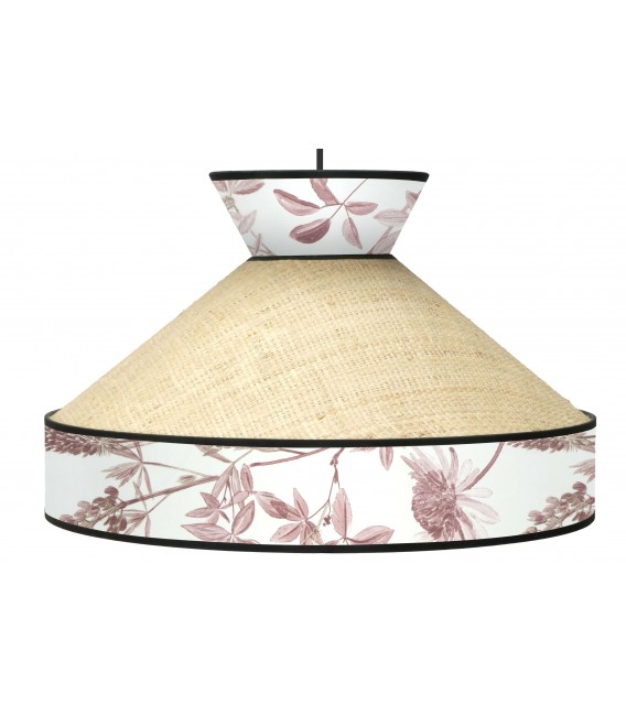 Lámpara de techo grande en ratán y textil, estilo oriental chic. Mdmhogar1