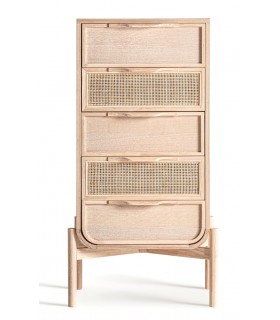 Sinfonier colonial de madera de fresno y ratán, diseño natural. Mdmhogar1