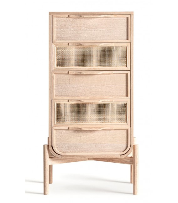 Sinfonier colonial de madera de fresno y ratán, diseño natural. Mdmhogar1