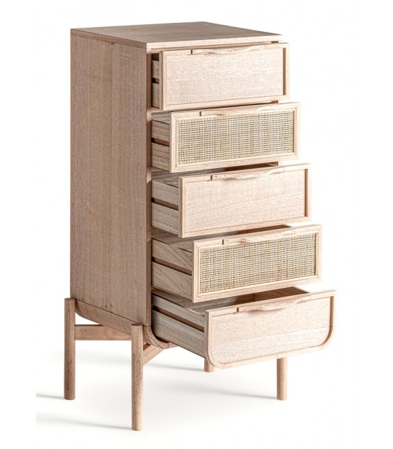 Sinfonier colonial de madera de fresno y ratán, diseño natural. Mdmhogar2