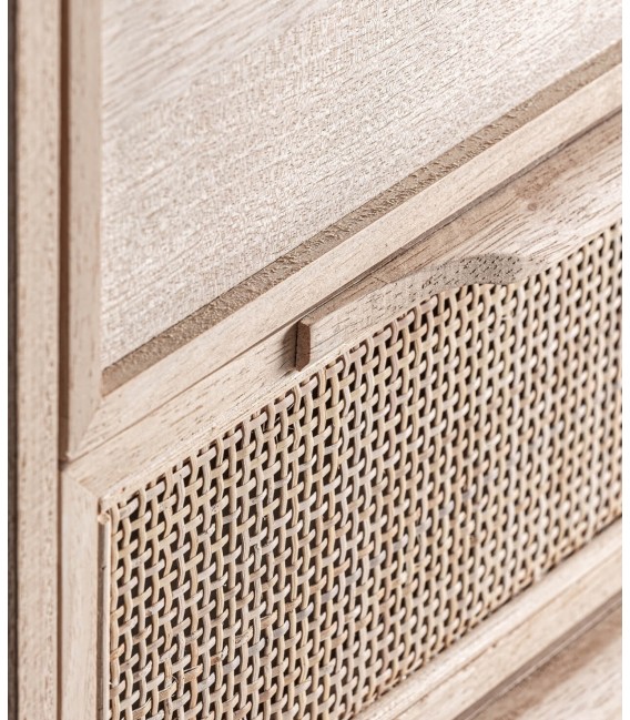 Sinfonier colonial de madera de fresno y ratán, diseño natural. Mdmhogar3