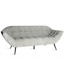 Sofá de 3 plazas en chenilla gris con patas negras. Estilo moderno. Mdmhogar1