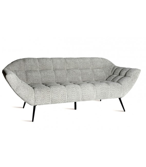Sofá de 3 plazas en chenilla gris con patas negras. Estilo moderno. Mdmhogar1