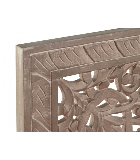 Cabecero de madera tallada natural con patina blanca. Estilo étnico. Mdmhogar1