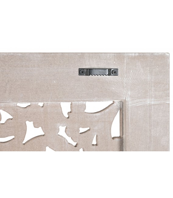 Cabecero de madera tallada natural con patina blanca. Estilo étnico. Mdmhogar3