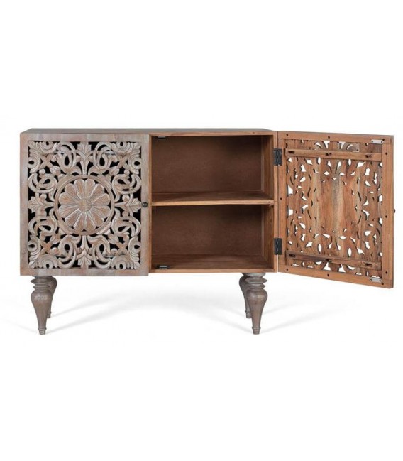 Aparador de madera tallada con 2 puertas. Estilo clásico y elegante. Mdmhogar2