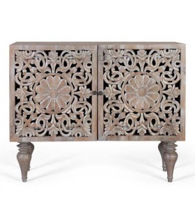 Aparador de madera tallada con 2 puertas. Estilo clásico y elegante. Mdmhogar1