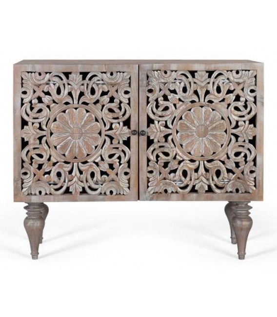 Aparador de madera tallada con 2 puertas. Estilo clásico y elegante. Mdmhogar1