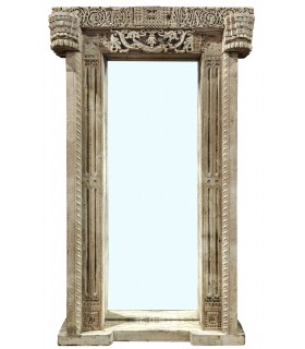 Espejo vestidor XXL en madera de teca tallada. Pieza única. Mdmhogar