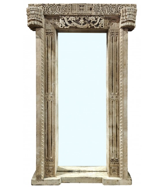 Espejo vestidor XXL en madera de teca tallada. Pieza única. Mdmhogar