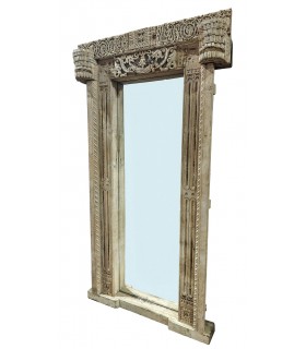 Espejo vestidor XXL en madera de teca tallada. Pieza única. Mdmhogar1