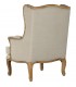 Butaca de orejas en lino topo y madera natural. Estilo clásico. Mdmhogar2